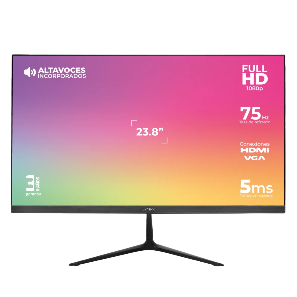 Monitor Acteck Captive Vivid SP240 LED 23.8", Full HD, 75Hz, HDMI, Bocinas Integradas, Negro