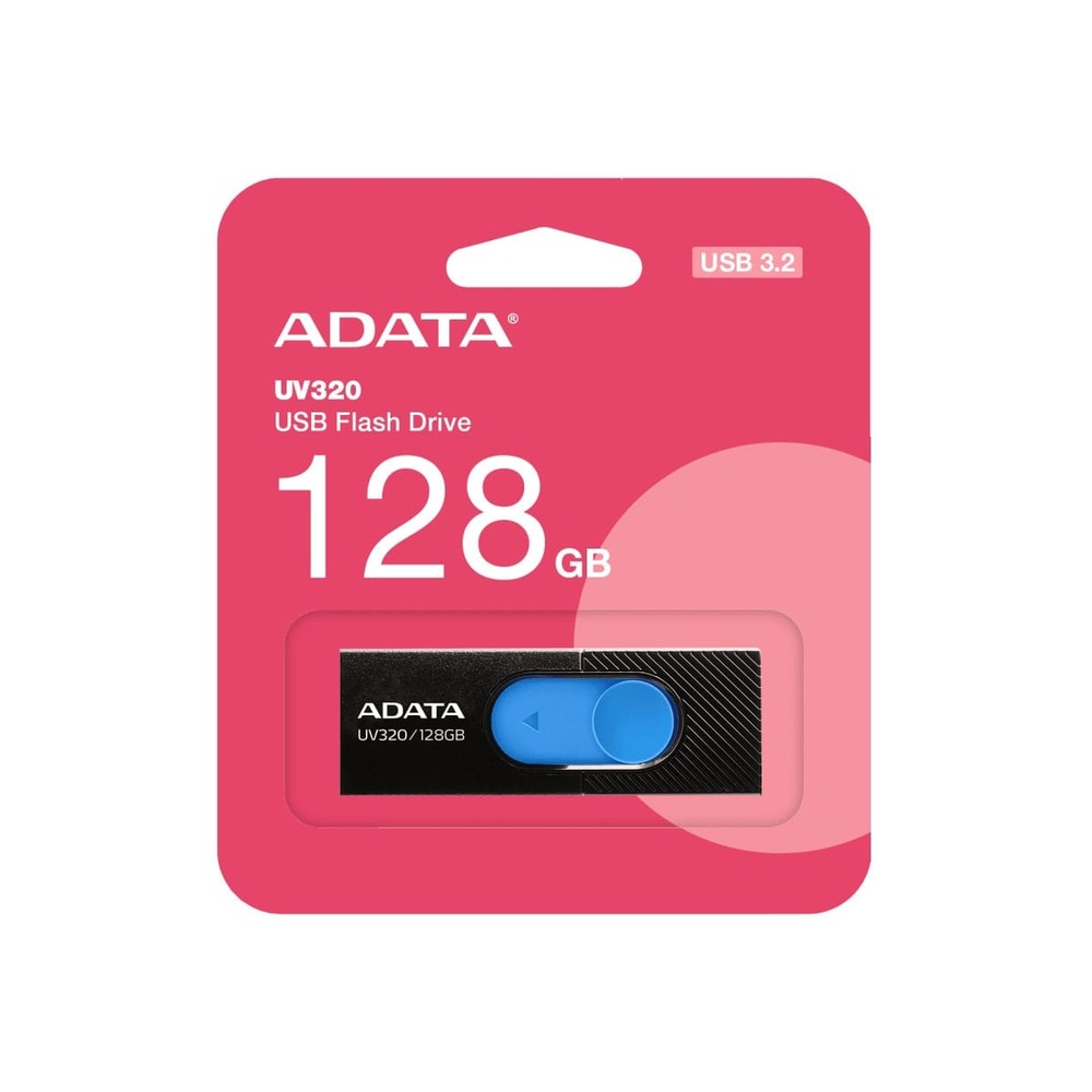 Adata Memoria USB UV320, 128GB, USB 3.2, Negro-Azul