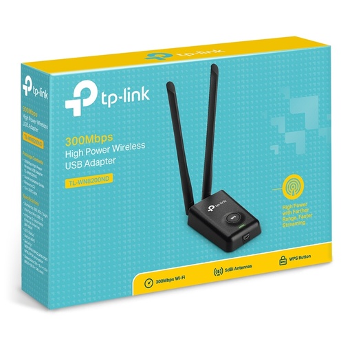 [TL-WN8200ND] Tp-Link adaptador USB Inalámbrico de Alta Potencia a 300Mbps con 2 Antenas